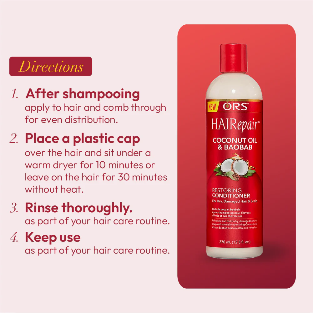 ORS HAIRepair Coconut Oil and Baobab Restoring Conditioner for Dry, Damage Hair & Scalp (12.5 oz) - Image 9