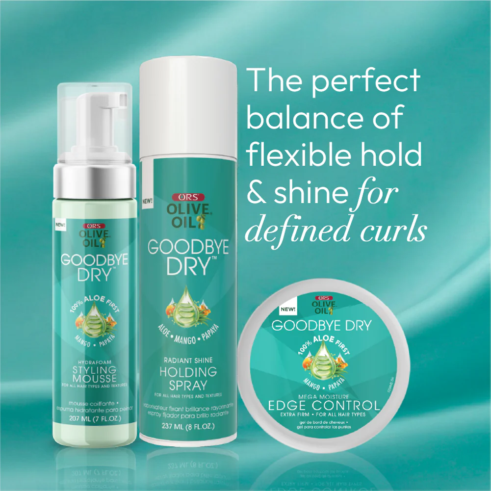 ORS Olive Oil Goodbye Dry Styling Mousse, Edge Control & Holding Spray 3-Piece Set - Image 4