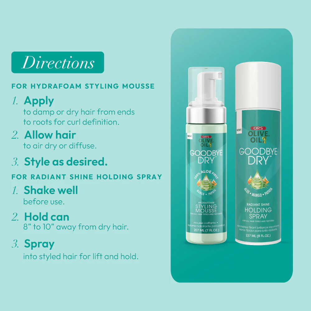 ORS Olive Oil Goodbye Dry Styling Mousse & Holding Spray 2-Piece Set - Image 9