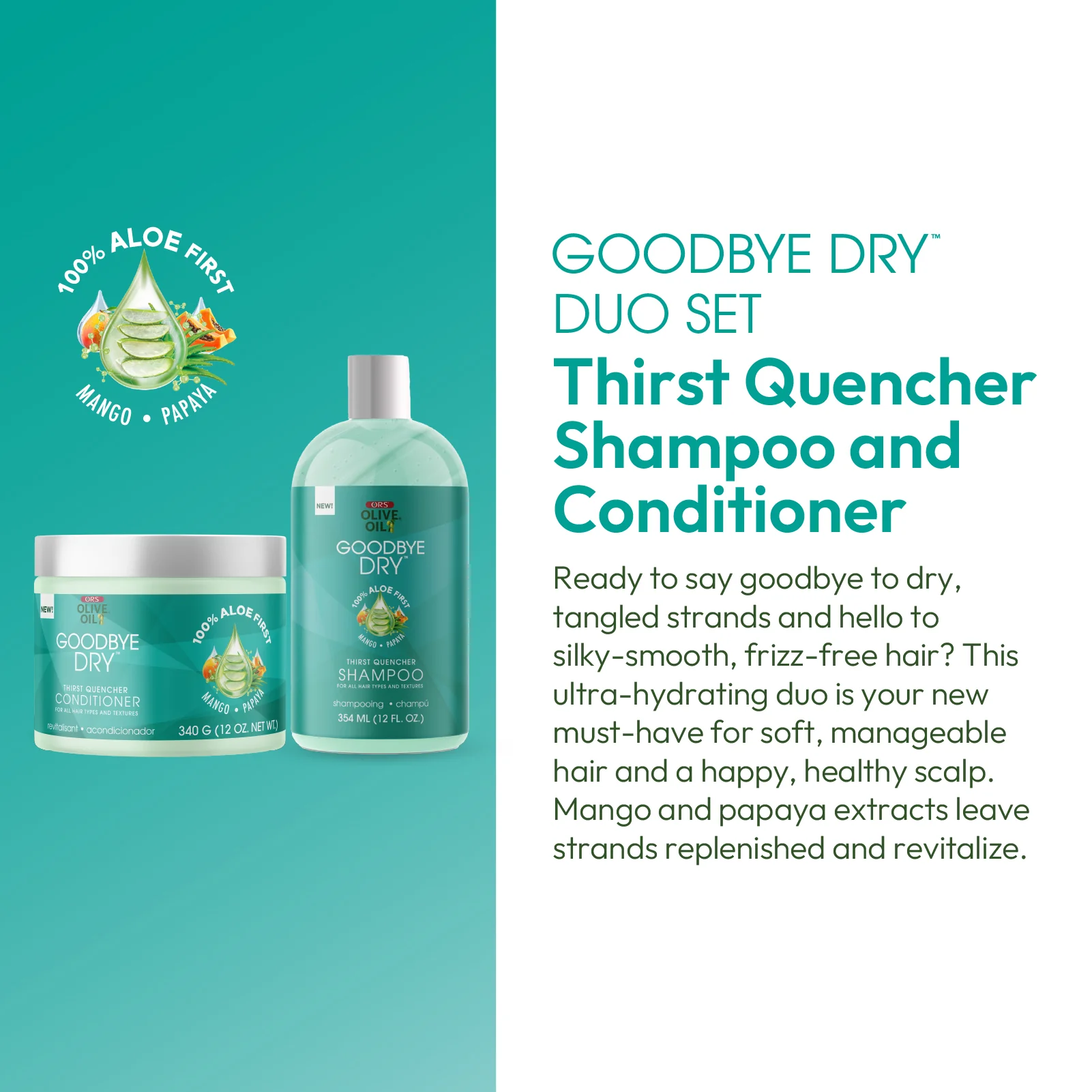 ORS Olive Oil Goodbye Dry Thirst Quencher Shampoo & Conditioner Bundle - Image 4