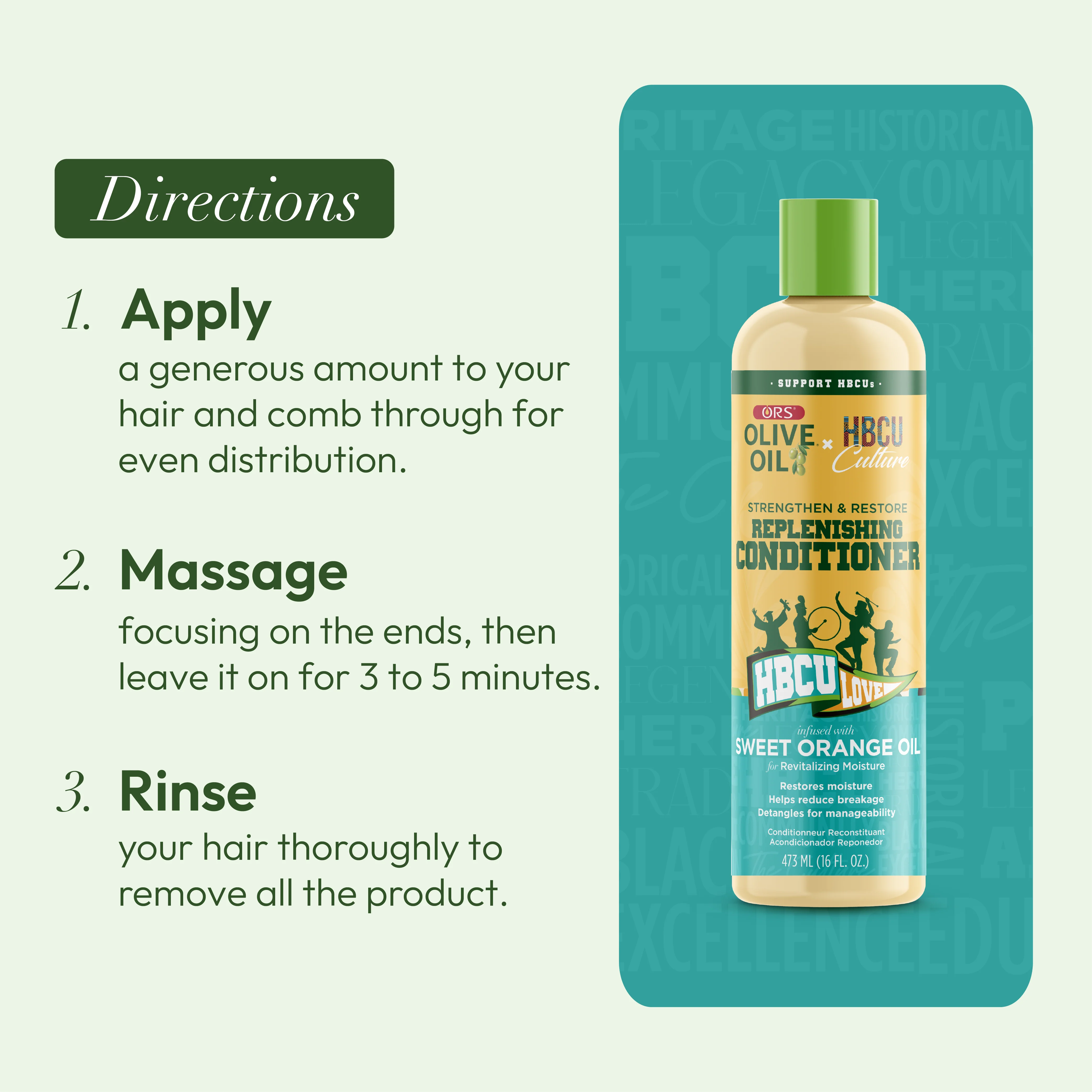 ORS Olive Oil HBCU Strengthen and Restore Replenishing Conditioner for Revitalizing Moisture (16.0 oz) - Image 12